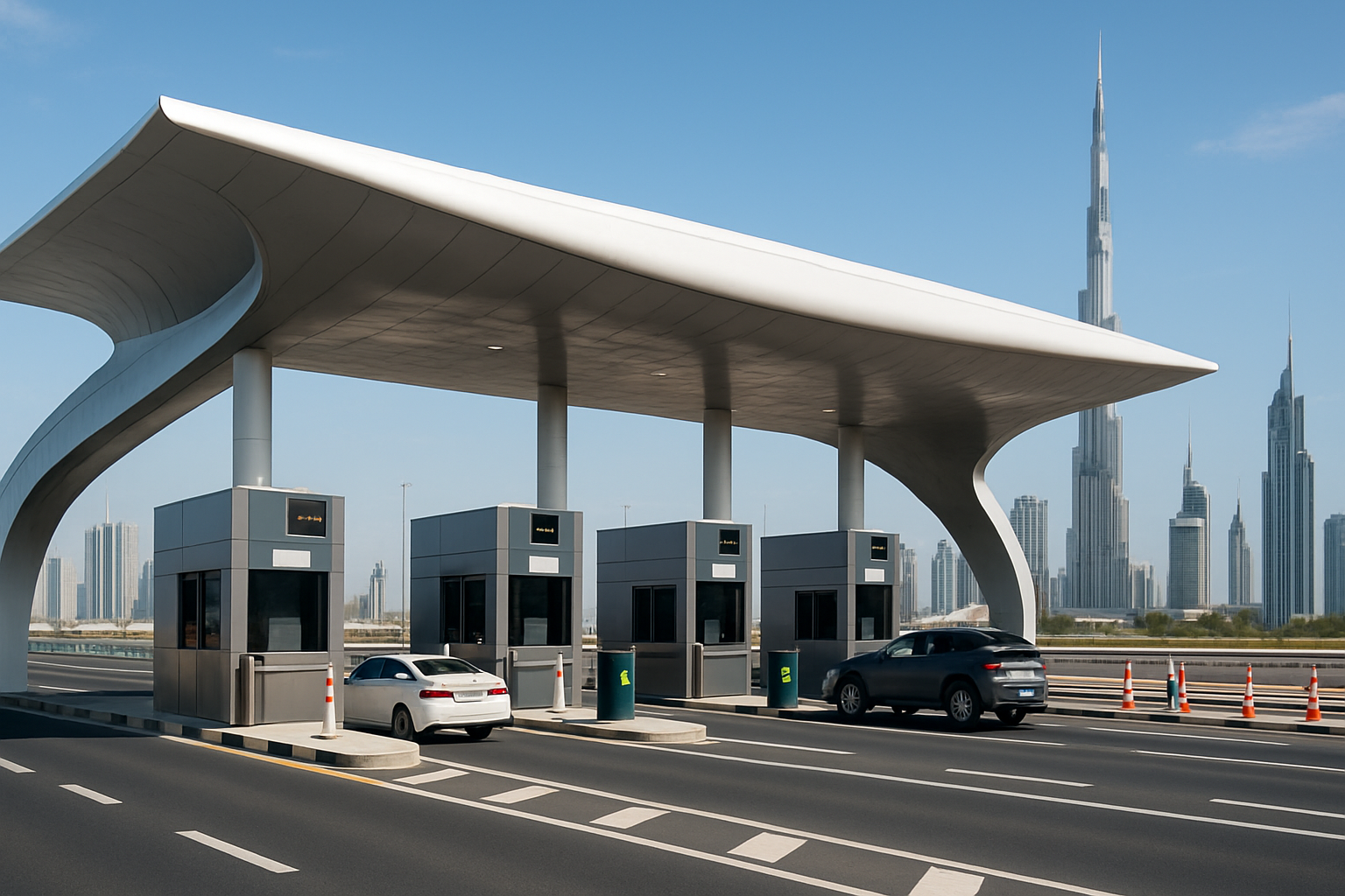 Modern toll gate infrastructure in Dubai